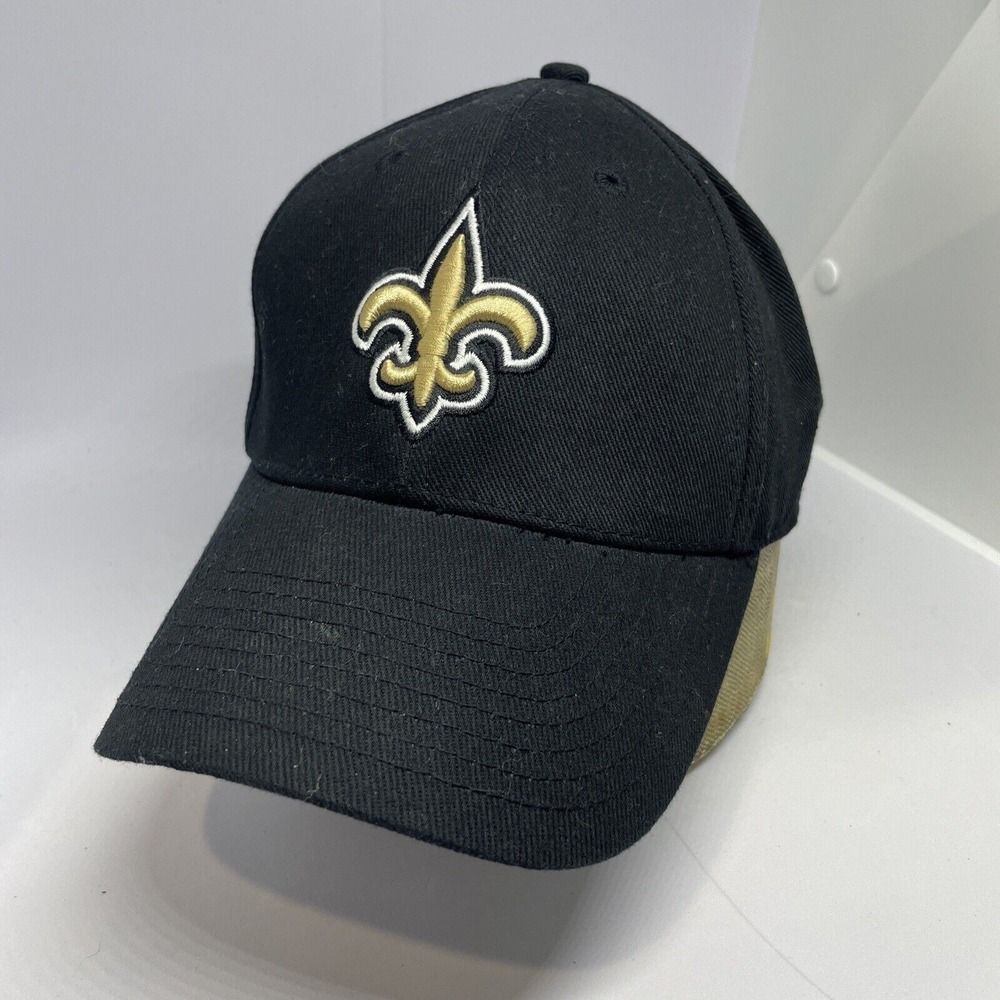 OTS New Orleans Saints NFL Hat Mens Black Gold Fleur De Lis Adjustable Cap OSFA